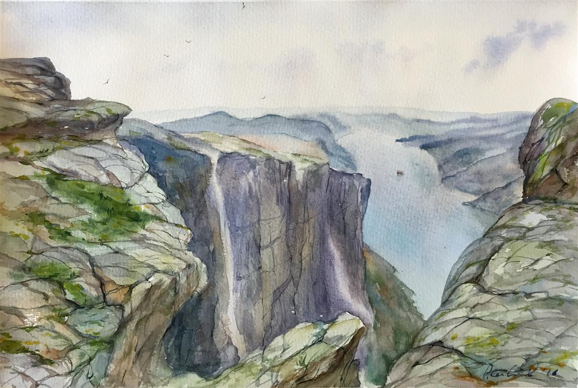 Lysefjorden. Akvarell (36x24,5 cm) kr 1100 ur
