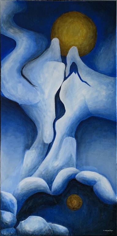 Blå Akrylmaleri  (100x50 cm) kr 24000 mr