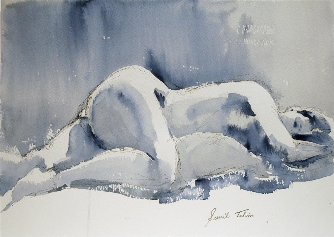 Tonelise sover Akvarell 28x38 cm 2200 ur