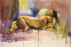 Mary reclining on bed Akvarell 38x50 cm 5800 ur
