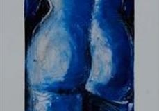 Blå akt - Rygg XV Monotypi (66x15 cm) kr 3500 ur